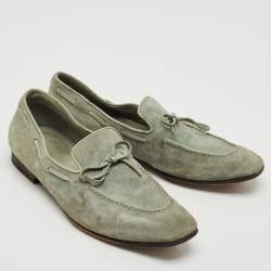 Santoni Blue Suede Slip On Loafers Size 40