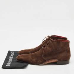 Santoni Brown Suede Lace-Up Desert Boots Size 41.5