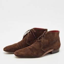 Santoni Brown Suede Lace-Up Desert Boots Size 41.5