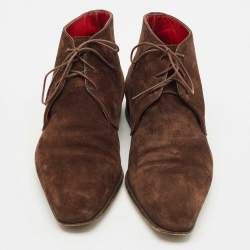 Santoni Brown Suede Lace-Up Desert Boots Size 41.5