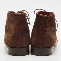 Santoni Brown Suede Lace-Up Desert Boots Size 41.5