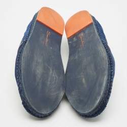Pre Owned Santoni Blue Denim Slip On Espadrille Flats Size 44
