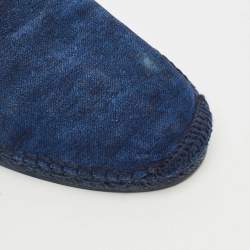 Pre Owned Santoni Blue Denim Slip On Espadrille Flats Size 44