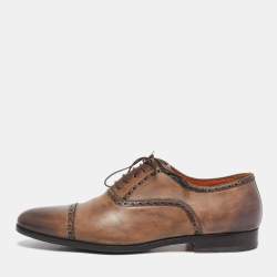 Pre Owned Santoni Brown Leather Brogues  Lace Up Oxford Size 43