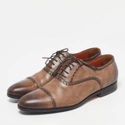 Pre Owned Santoni Brown Leather Brogues  Lace Up Oxford Size 43