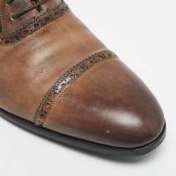 Pre Owned Santoni Brown Leather Brogues  Lace Up Oxford Size 43