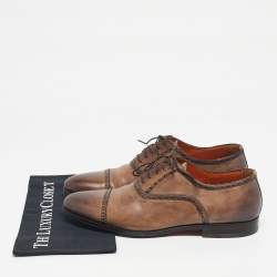 Pre Owned Santoni Brown Leather Brogues  Lace Up Oxford Size 43