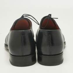 Pre Owned Santoni Navy Blue Leather Goodyear Oxfords Size 41