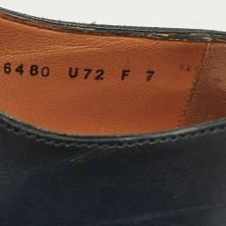 Pre Owned Santoni Navy Blue Leather Goodyear Oxfords Size 41