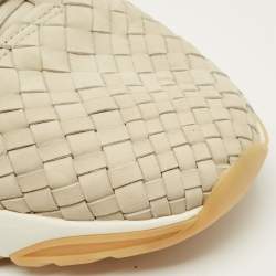 Pre Owned حذاء رياض ي سانتوني منسوج جلد بيج برباط مقاس 43