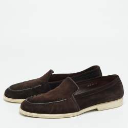 Pre Owned حذاء لوفرز سانتوني سليب أون بيني سويد بني مقاس 43