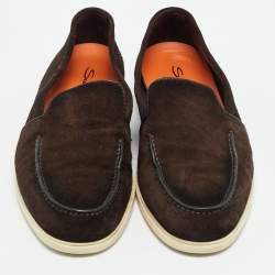 Pre Owned حذاء لوفرز سانتوني سليب أون بيني سويد بني مقاس 43