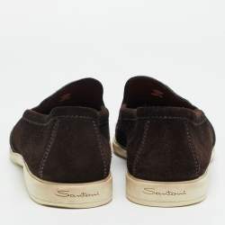 Pre Owned حذاء لوفرز سانتوني سليب أون بيني سويد بني مقاس 43