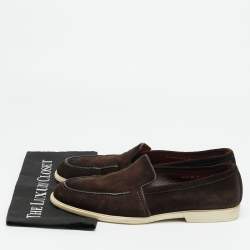 Pre Owned حذاء لوفرز سانتوني سليب أون بيني سويد بني مقاس 43