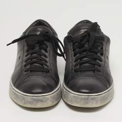 مملوكة مسبقًا Santoni Size 42 Two Tone Leather Lace Up Sneakers