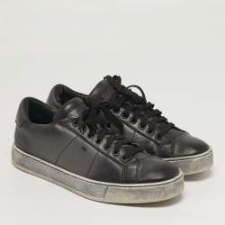 مملوكة مسبقًا Santoni Size 42 Two Tone Leather Lace Up Sneakers