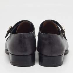 Pre Owned Santoni Size 44.5 Black Leather Monk Strap Derby