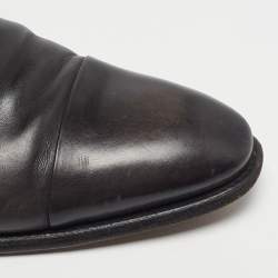 Pre Owned Santoni Size 44.5 Black Leather Monk Strap Derby