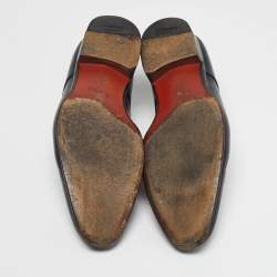 Pre Owned Santoni Size 44.5 Black Leather Monk Strap Derby