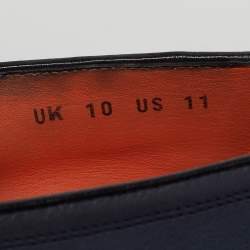 Pre Owned Santoni Size 44 Blue Leather Double Strap Loafers