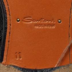 Pre Owned حذاء بوت سانتوني بجلد أسود بنقشة جلد الأفعى مع إبزيمين عند الكاحل مقاس 45