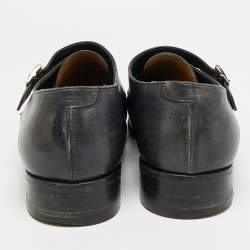 مملوكة مسبقًا حذاء ديربي مونيك سانتوني إبزيم مزدوج جلد أزرق مقاس 41