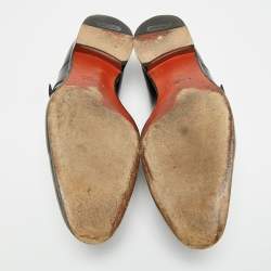 Pre Owned حذاء أكسفورد سانتوني أربطة جلد أسود مقاس 45.5