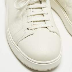 Pre Owned Santoni White Leather Low Top Sneakers