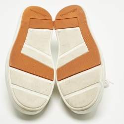 Pre Owned Santoni White Leather Low Top Sneakers