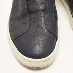 Pre Owned Santoni Victory Size 41.5 Navy Blue Leather Slip On Sneakers