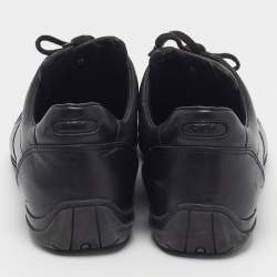 Pre Owned Santoni Size 44 Black Leather Lace Up Sneakers