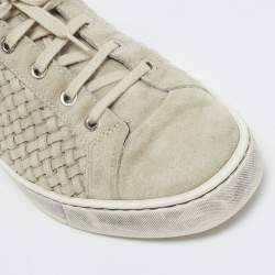 مملوكة مسبقًا Santoni Vic Size 41.5 Grey Woven Suede Low Top Sneakers