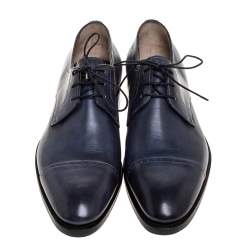 Pre Owned Santoni Blue Leather Derby Size 42