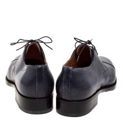 Pre Owned Santoni Blue Leather Derby Size 42