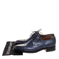 Pre Owned Santoni Blue Leather Derby Size 42
