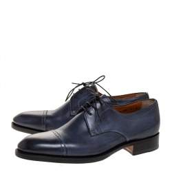 Pre Owned Santoni Blue Leather Derby Size 42