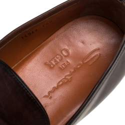 Pre Owned Santoni Brown Leather Slip On Loafers Size 42