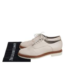 Santoni Beige Leather Lace Up Oxfords Size 40