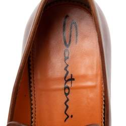 Pre Owned حذاء لوفرز سانتوني بيني سليب أون جلد بني مقاس 42