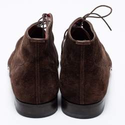 Santoni Dark Brown Suede Lace-Up Desert Boots Size 41.5