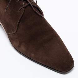 Santoni Dark Brown Suede Lace-Up Desert Boots Size 41.5