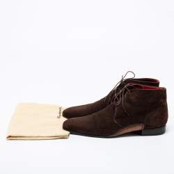 Santoni Dark Brown Suede Lace-Up Desert Boots Size 41.5