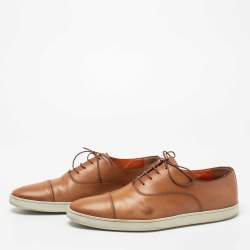 Santoni  Brown Leather Lace Up Derby Size 45.5