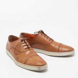 Santoni  Brown Leather Lace Up Derby Size 45.5