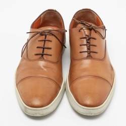Santoni  Brown Leather Lace Up Derby Size 45.5