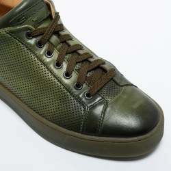 Santoni Two Tone Perforated Leather Low Top Sneakers Size 42