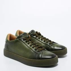 Santoni Two Tone Perforated Leather Low Top Sneakers Size 42