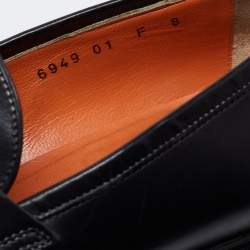 Pre Owned Santoni Black Leather Slip On Loafers Size 42