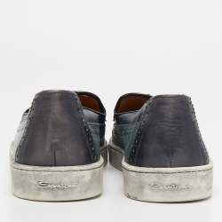 Santoni Two Tone Brogue Leather Tassel Slip On Sneakers Size 46
