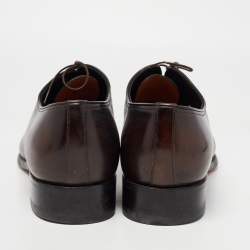 Pre Owned Santoni Black Leather Lace Up Oxfords Size 44